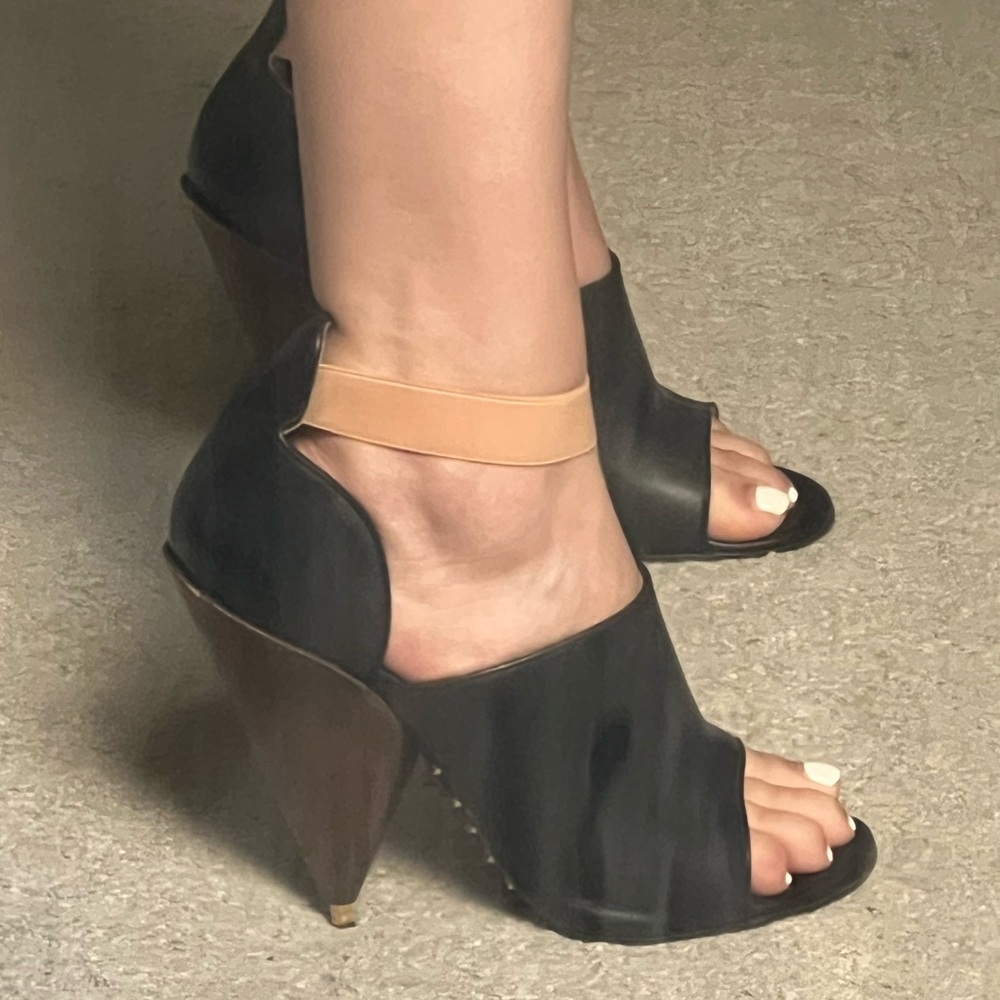 Givenchy Vintage Black and Gold Wedge Sandals